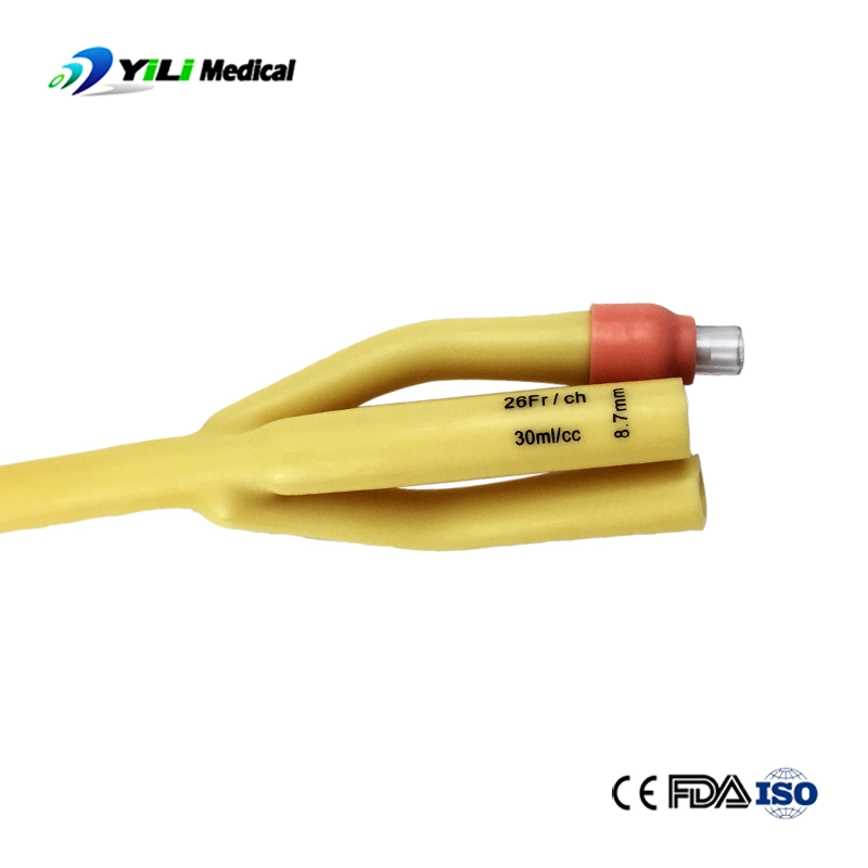 Three Way Silicone Coated Latex Foley Catheter Fr16-26