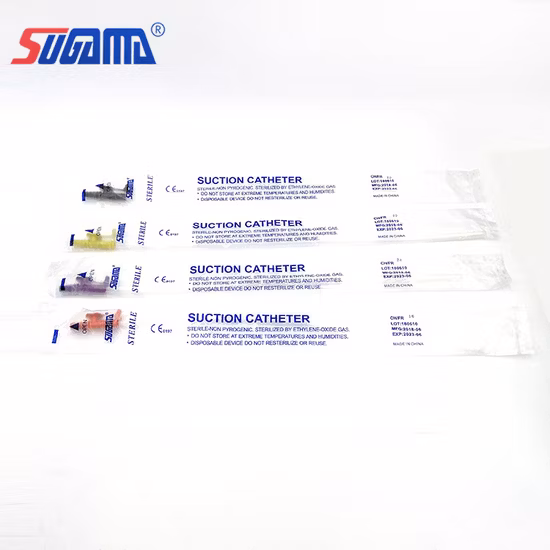 Disposable Medical Colour Codes with Finger Control Valve Adult PVC Suction Catheter
